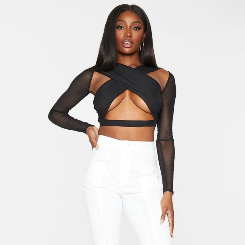 PLT Black mesh top